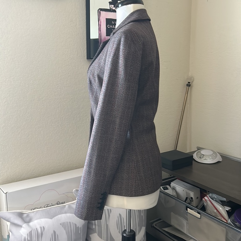 Express Brown Pin Striped Single Button Jacket Bl… - image 3